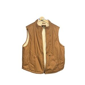 Lee Mens Sherpa Lined Quilted Vest Brown Size XL Workwear Puffer